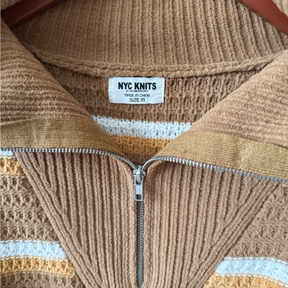 Nordstrom Brown and White Striped Cowl Neck Sweater - Picture 6 of 9